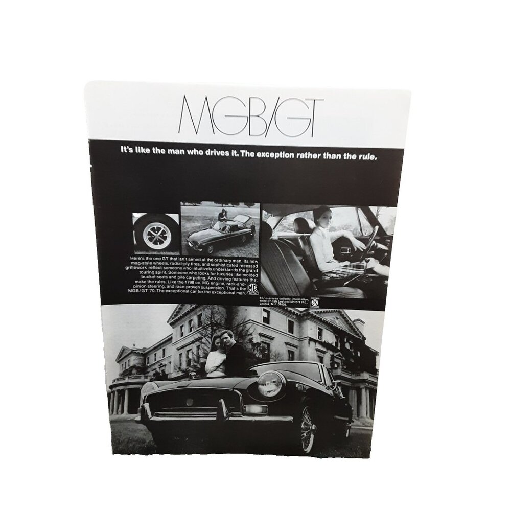 Vintage 1970 MGB GT Print Ad MG Sports Car Classic British Leyland